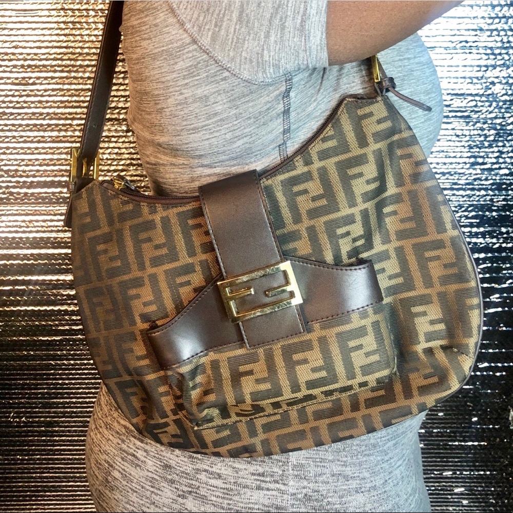 Fendi Hobo Bag Tobacco Zucca Print Vintage